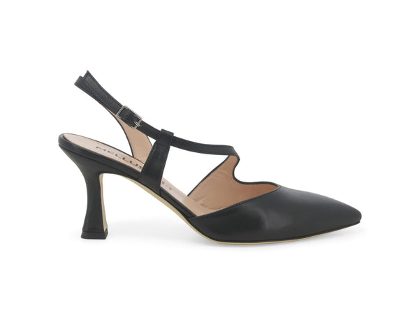 Melluso Décolleté Estivo Tacco Alto con Cinturino in Pelle Nera E1634ZV-247188